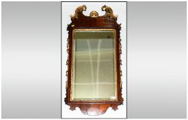 George III Walnut Mirror With Carved & Gilded Applied Decorations Of The Period, with carved tassels