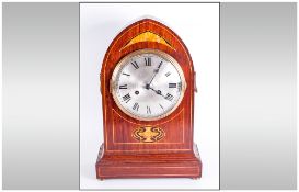 Philip Haas / Sohne Lancet Bishops Hat Shaped Inlaid Mahogany Cased Bracket Clock. Fruit Wood