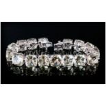 Green Amethyst Large Cushion Cut Tennis Bracelet, a stunning 100cts of green amethyst, set over