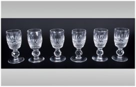 Waterford - Fine Quality Cut Crystal Set of Six Liqueur Glasses, Colleen Pattern. Each Glass