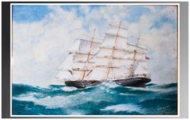 J.H.Dobson, A Fine & Large Watercolour Drawing On Paper Of THe Trading Clipper Ship 'Torrens' In