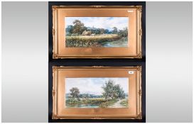 F. Miles, Pair of Watercolour Drawings, Titled ' On The Mole ' Depicting a River Landscape with