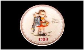 M. J. Hummel 10th Annual Plate, Date 1980 ' School Girl ' Number 273. Hand Painted and Hand Crafted.