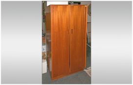 G Plan Teak Double Door Wardrobe Of Square Form Of Simple Lines, stamped in gold to the interior,
