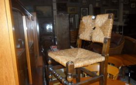 Wooden Framed Wicker Seated Chair