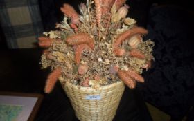 Wicker Basket With Dried Flowers