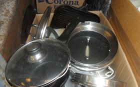 Box Of Various Kitchen Pans
