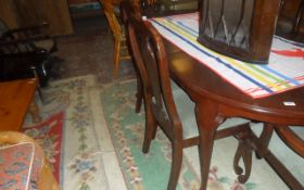 Dark Wooden Table With 4 Matching Chairs & 2 Carvers