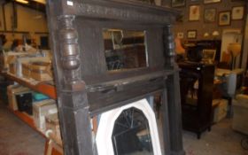Large Wooden Fireplace With Mirror