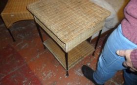 Wicker Side Table/Telephone Table, Black Metal Frame