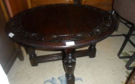 Carved Wooden Glass Top Coffee Table
