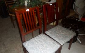 Pair Of Wooden Framed Cushioned Dining Chairs