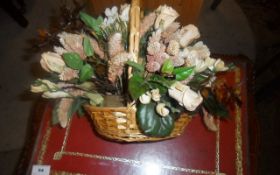 Small Wicker Basket Of Dried Flowers