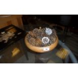 Wooden Bowl With Fir Cones