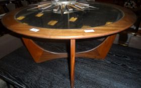 Wooden Framed Glass Topped Round Coffee Tables