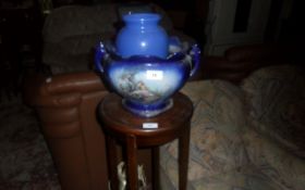Blue Ceramic Pot Holder & Blue Vase