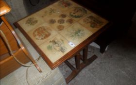 Wooden Framed Tile Topped Coffee Table