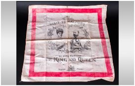 Commemorative Towel Dated 1905, Visit to Salford Of The King & Queen Stephens Mayor. 18x18''