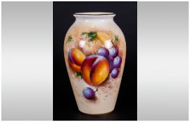 Royal Worcester Hand Painted And Signed Small Vase, decorated with images of 'Fallen Fruits'
