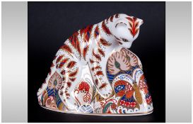 Royal Crown Derby Paperweight, 'Bengal Tiger Cub' Date 1989, Gold stopper, Mint condition with