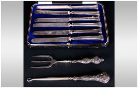 George V Boxed Set Of Six Silver Handled Butter Knives, Hallamark Sheffield 1924. Plus an