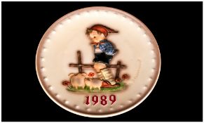 M. J. Hummel 19th Annual Plate, Date 1989 ' Farm Boy ' Number 285. Hand Painted and Hand Crafted.