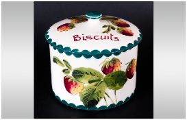 Wemyss Strawberries Pattern Lidded Jar. Marked to Base - Wemyss T. Goode & Co. Height 4.5 Inches.