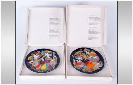 Rosenthal Studio Line Fine Pair of Hand Finished Porcelain Circular Wall Plaque, Oriental Series.