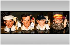 Four Royal Doulton Cricket Character Jugs, Comprising Harold Dennis MBE D7068 1996, W.G Grace