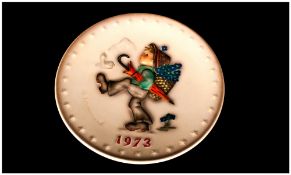 M. J. Hummel 3rd Annual Plate, Date 1973 ' Globe Trotter ' Number 266. Hand Painted and Hand