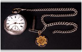 Antique Express English Lever Silver Open - Faced Pocket Watch. Hallmark Chester 1897 with a