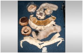 Collection Of Fur Items Including mink hat, faux fur items etc.