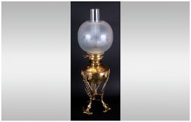 Art Nouveau Oil Lamp by Baxendale & Co, Manchester. With electric conversion, on tripod base.