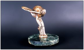 Antique Rolls Royce Silver Plated Flying Lady Car Mascot. Inscribed by Charles Sykes and Dated 6.2.