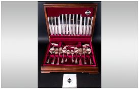 Sterling - Quality 44 Piece Craftsman Made Silver Plated Canteen of Cutlery. Boxed and Papers, Never