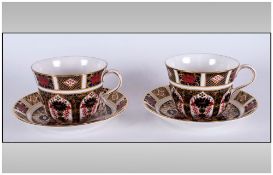 Royal Crown Derby Old Imari Pattern Pair Of Large Coffee Cups & Saucers, pattern 1128. Date 2004.