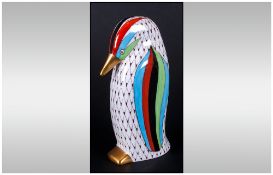 Hollohaza Porcelain Figure ' Penguin ' Harlequin. c.1960's. Complete with Original Box. Height 5.