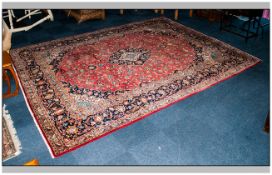 Hand Knotted Persian Kashan Woollen & Cotton Rug 13.1 x 9.8ft. Origin from Persia, Iran, Kashan. The