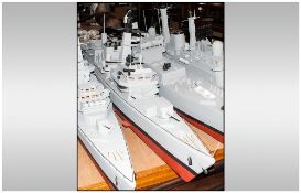 Military Interest Scratch Built Scale Model, Royal Navy HMS Glamorgan, Made By Local Hobbyist For