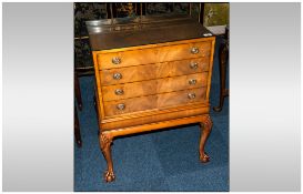 Mahogany Canteen Chest of Drawers In The Georgian Style with Four Green Beige Fitted Drawers with