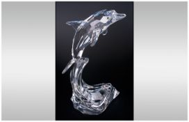 Swarovski Crystal Cut Figure Maxi Dolphin 221628, Designer Michael Stamey, 1998-2004. 8'' in height,