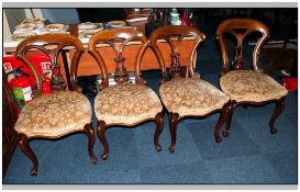 Set of Four Fine Quality Victorian Mahogany Parlour Chairs with an Unusual Shaped Back with a Fiddle