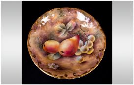 Royal Worcester Hand Painted and Signed Circular Dish ' Fallen Fruits ' Date 1954. Signed.  4.25
