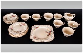 Crown Ducal 21 Piece Tea Service ' Florentino ' Deisgn. c.1920's. Comprises 6 Cups and Saucers, 6