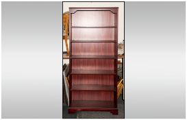 Modern Open Shelve Standing Bookcase in a mahogany finish with 5 shelves. 32'' in width, 72'' in
