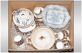 Collection Of Ceramics Including Longton China Tea Set, Royal Doulton Fruit Bowl, 2 Pale Blue Veg