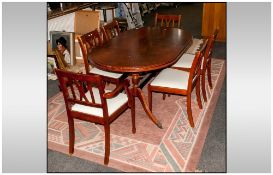 Reproduction Mahogany Extending Dining Table With 6 Chairs, 2 carvers, 4 chairs. In the Sheraton