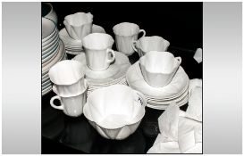 Shelley Part Tea Set, 1920/30's Reg Number 272101 in white glaze. With segmented mouldings to