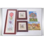 Framed Print By Anne Webster Together With 2 Villeroy & Boch Painted Plaques And Two Small Framed