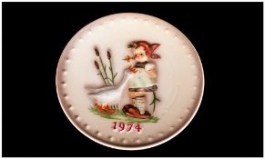 M. J. Hummel 4th Annual Plate, Date 1974 ' Goose Girl ' Number 267. Hand Painted and Hand Crafted.